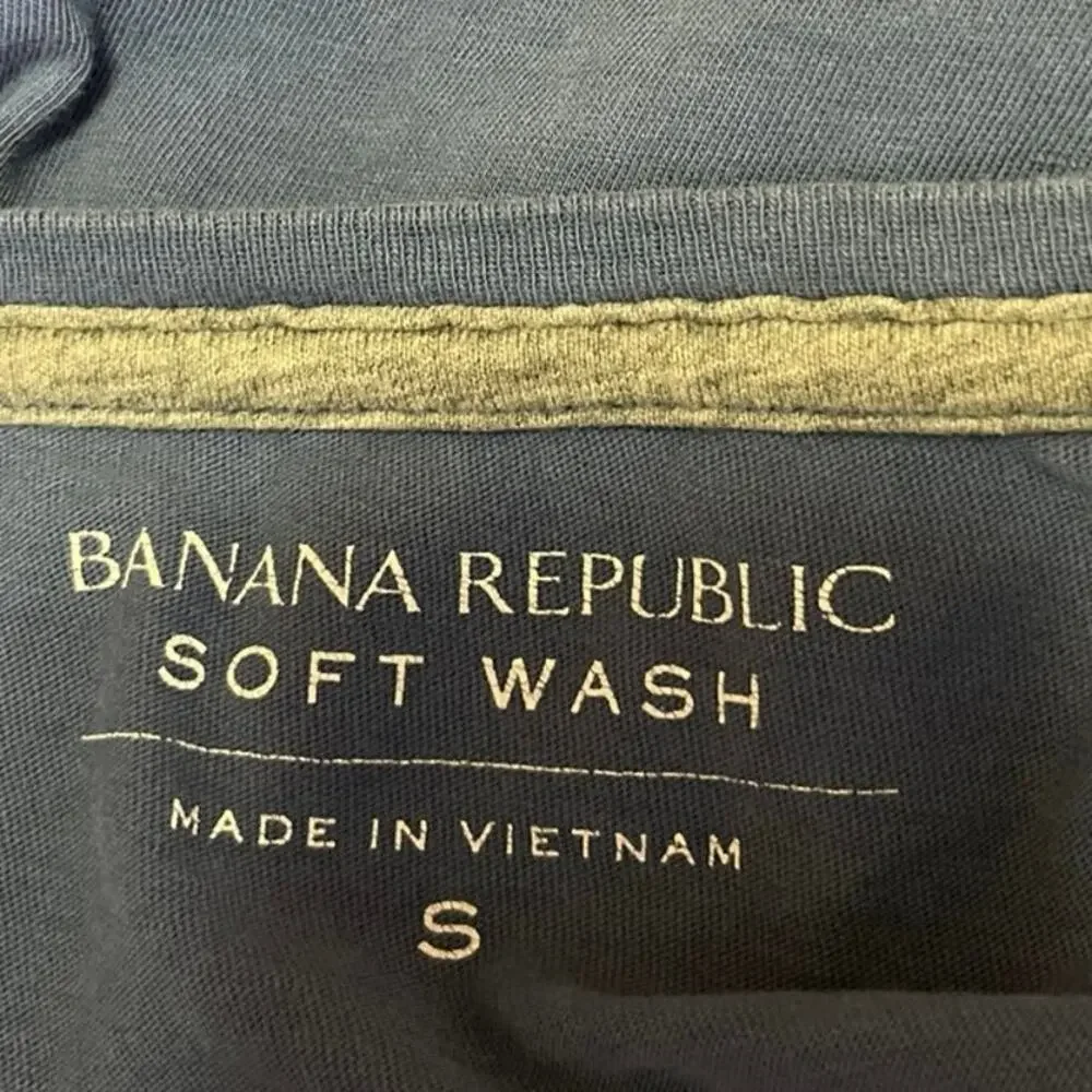 Banana Republic Soft Wash Men's Blue Short Sleeve Crew Neck Tee T-Shirt Top Sz S